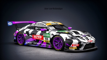Preview: Decal Porsche 911 991 GT3 R Team Iron Force by Ring Police #69 2018 Purple Scale 1:32