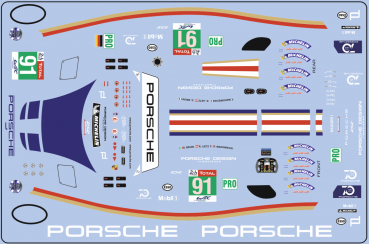 Decal Porsche 911 991 RSR #91 LM 2018 Scale 1/32