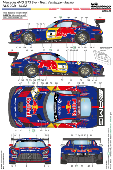 Preview: 1/24 Decal Mercedes AMG GT3 Evo - Team Verstappen Racing NLS 2026 - NLS2026 (24132 LBProduction)