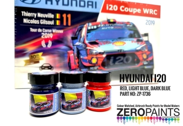 Hyundai i20 WRC Red, Light Blue & Dark Blue Paint Set 3x30ml ZP-1763 Zero Paints