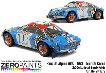 Preview: Renault Alpine A110 – 1973 – Tour De Corse Red - White - Blue Paint Set 3x30ml