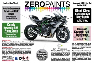 Preview: Kawasaki H2R Paint Set 4x30ml + Chrome Buffering Powder ZP-1421