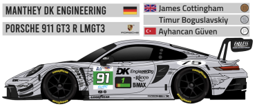 Decal Porsche 911 992 GT3 R Manthey Racing Grello Porsche #91 Lemans 24h 2026 FFSFD1019v09x All Scales