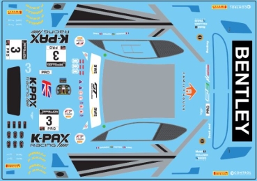 Decal Bentley Continental GT3 Team K-PAX Racing #3 2020 GT World Challenge Europe Endurance Cup