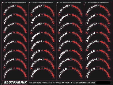 Tire / Reifen Decal Sticker Set YOKOHAMA ADVAN DTM Style Scale 1:32