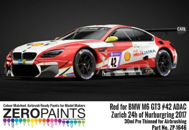BMW M6 GT3 42 Zurich 24h Of Nurburgring 2017 Red Paint 30ml