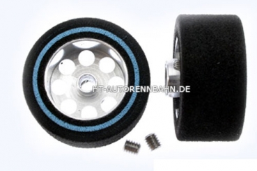 thumbnail image 2 of H&R Racing HR1207 Hard Foam Tires W/ Wheels For 1:24 Slot Cars – 27 X 21mm, 1/8 Axle (Pair) 2 of 6
