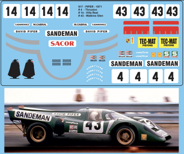 Decal Porsche 917 #14 Vila Real Sandeman 1971