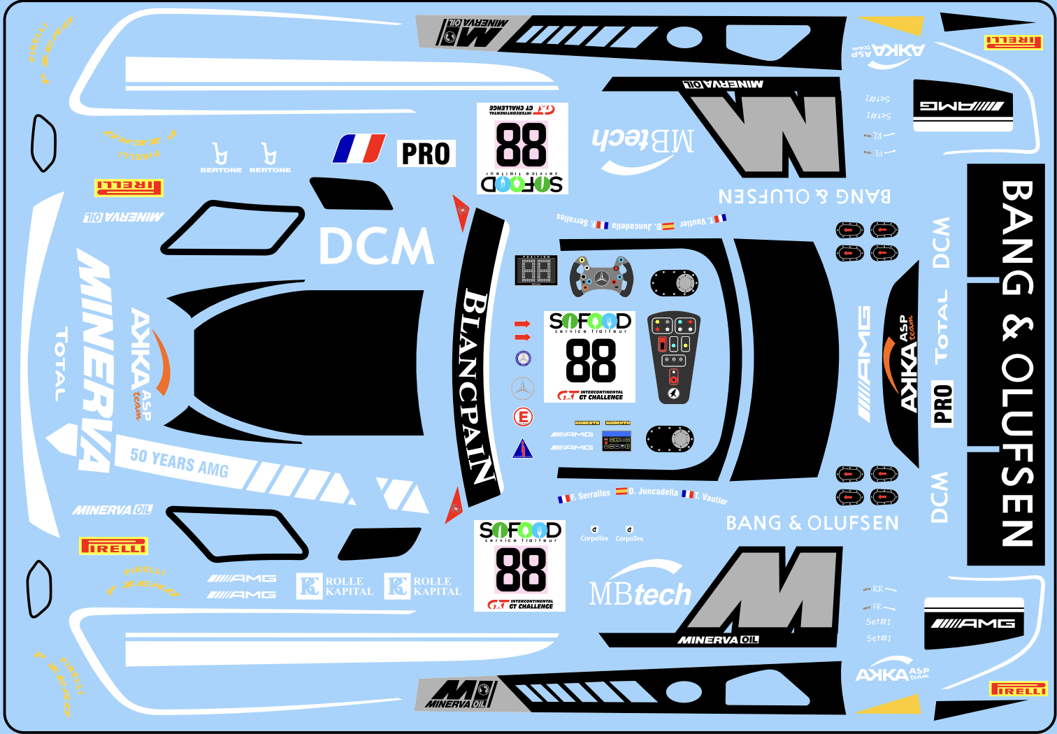 Decal Merc Amg Mercedes Amg Akka Asp Team 88