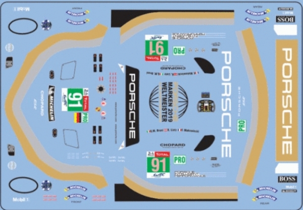 Decal Porsche 911 991 RSR #91 LM 2019