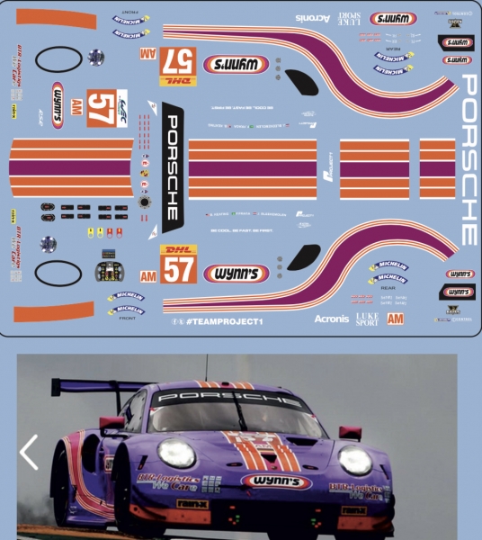 Decal Porsche 911 991 RSR Wynn’s #57 2020 - scale 1/32