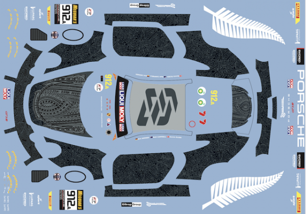 Decal Porsche 911 991 GT3 R BAMBER  #912a 2019 SCALE 1:43