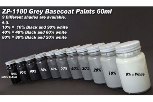 Grey Basecoat Paint Range - Colour Shade 70% Black 60ml