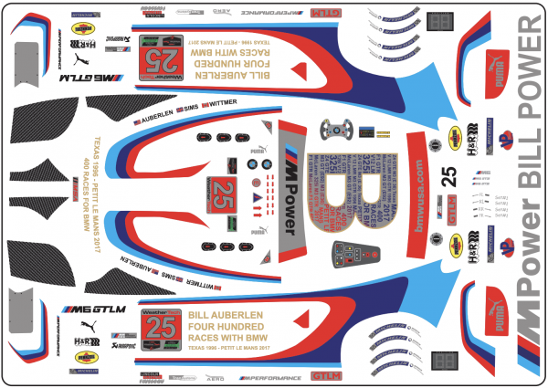 Decal BMW M6 - GT3 - Atlanta Petit LeMans 2017 - #25 Team RLL SCALE 1:32