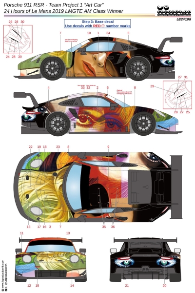 1/24 Porsche 911 RSR - Team Project 1 "Art Car" - 24 Hours of Le Mans 2019 GTE AM Class winner (LB24108)