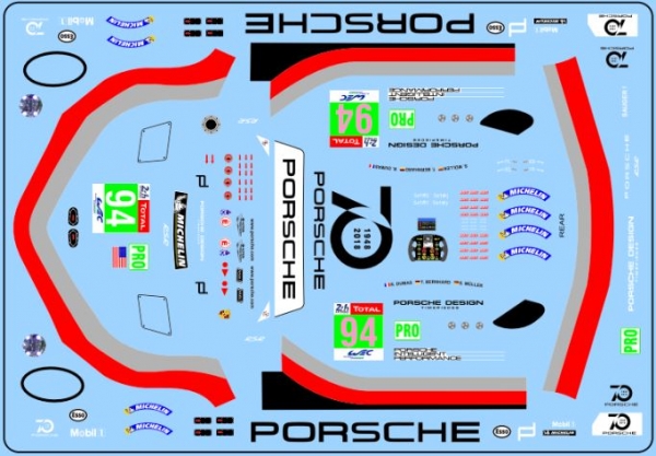 Decal Porsche 911 991 RSR #94 LM 2018