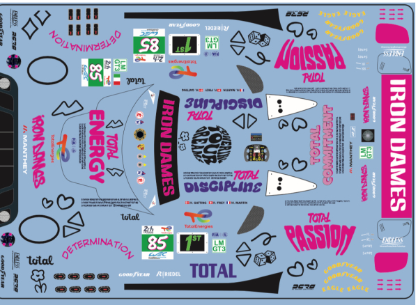 Decal Porsche 911 991 GT3 R IRON DAMES #85 Le Mans 2025  Scale 1:32