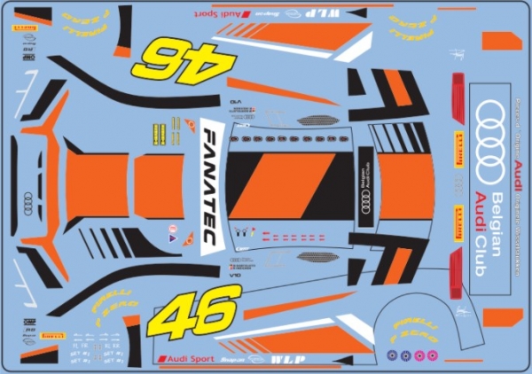 Decal Audi R8 GT3 Evo #46 VALENTINO ROSSI Test