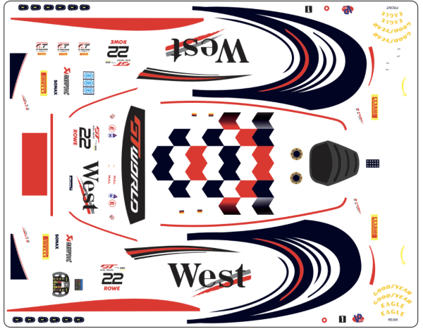 Decal 1:24  Mclaren 720s GT3 GT #22 WEST 2026 FFSFD1047v15_32 Scale 1:32