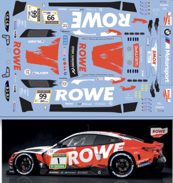 Decal BMW M4 GT3 24h Nürburgring 2026 Rowe RAcing #98 FFSFD1077v07