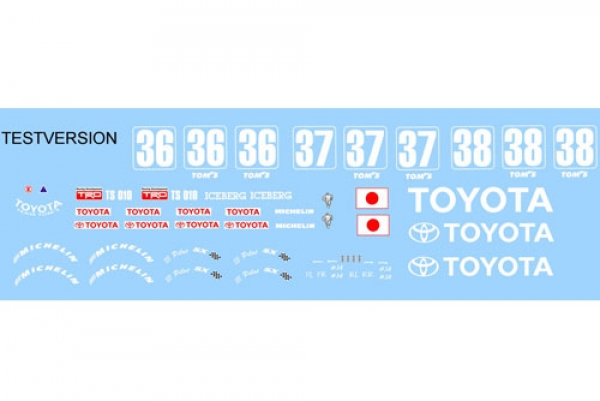 Decal Toyota TS010 Testcar #36#37#38