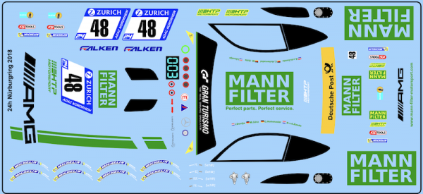 Decal Merc AMG GT3 HTP Motorsport / Mann Filter Mamba#48 Nürburg Ring
