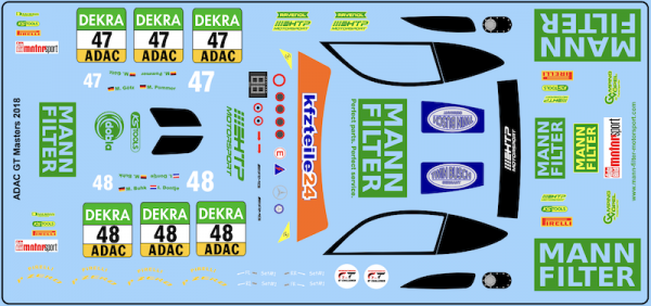 Decal Merc AMG GT3 HTP Motorsport / Mann Filter ADAC #48_#47  Mamba
