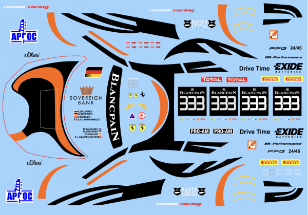 Decal Ferrari 458 Rinaldi SPA 2015 #333