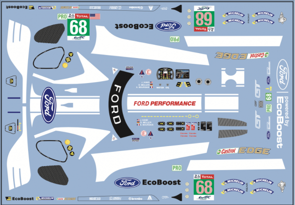 Decal Ford GT Lemans 2019 #68